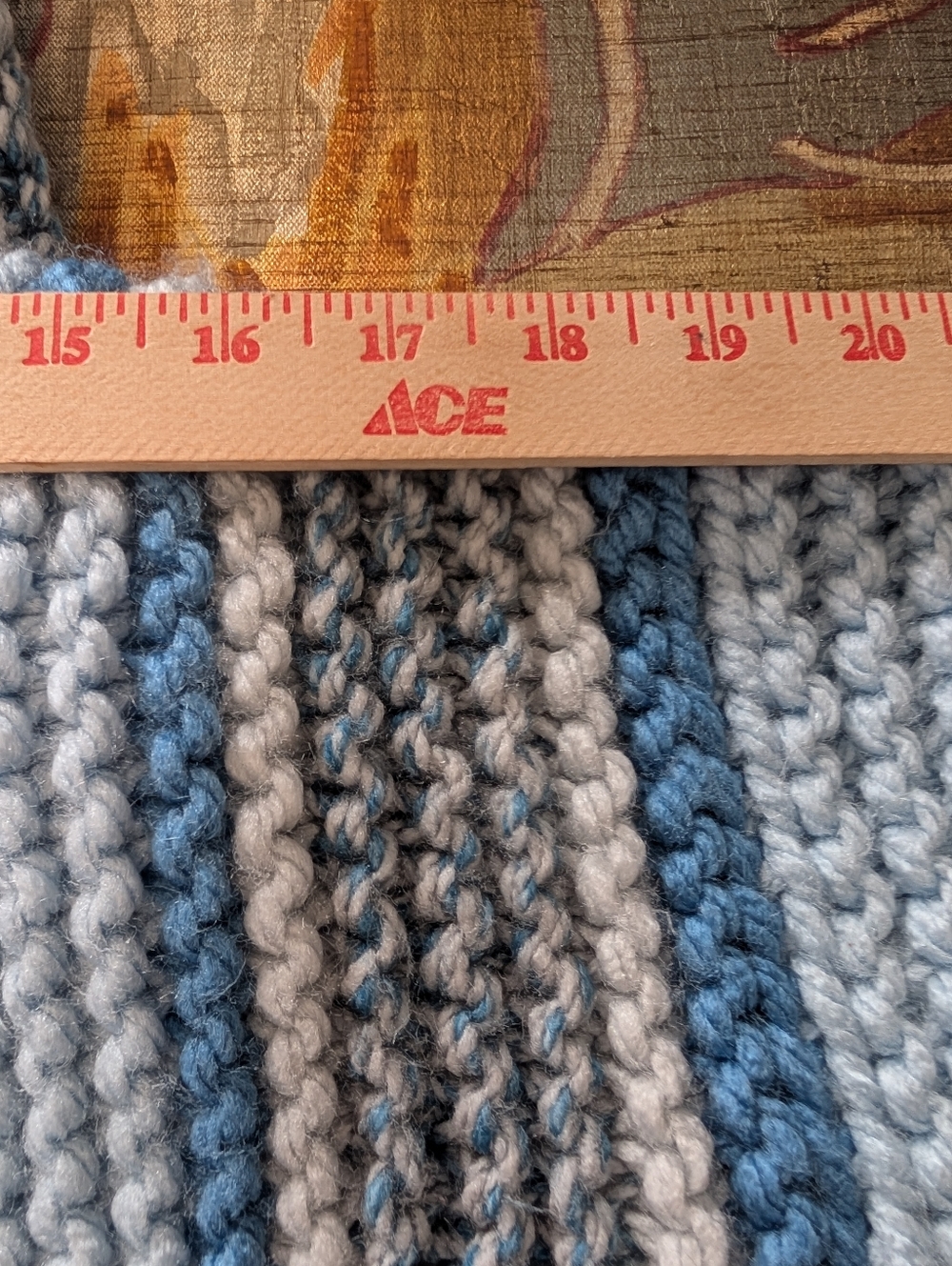Hand Knitted Hooded Blue White Cozy Sweater Coat Oversized Bohemian XL - Picture 6 of 7